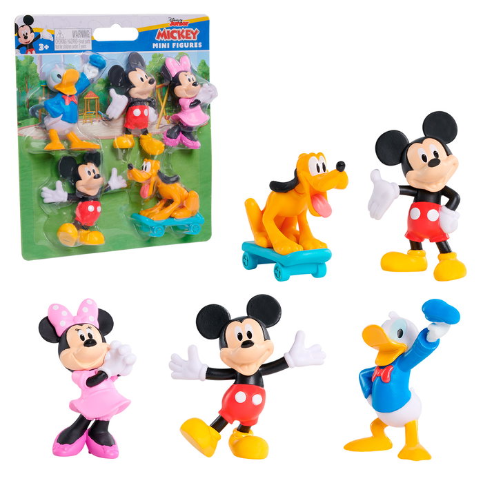 Just Play Pack 5 Figuras Mickey Mouse Disney 38818 - Figurines Mickey, Minnie, Donald et Pluto - Multilingue - Dès 3 Ans