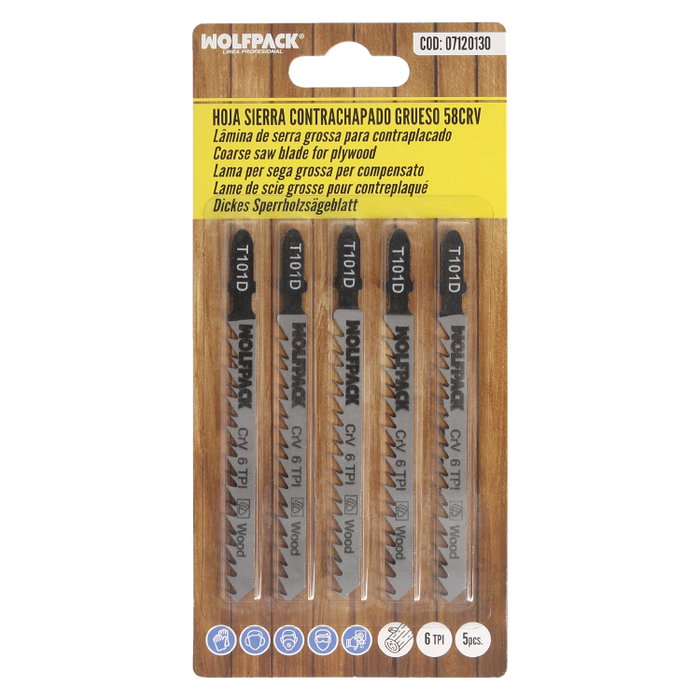 WOLFPACK LINEA PROFESIONAL Lames de scie sauteuse pour contreplaqué, 5 pièces