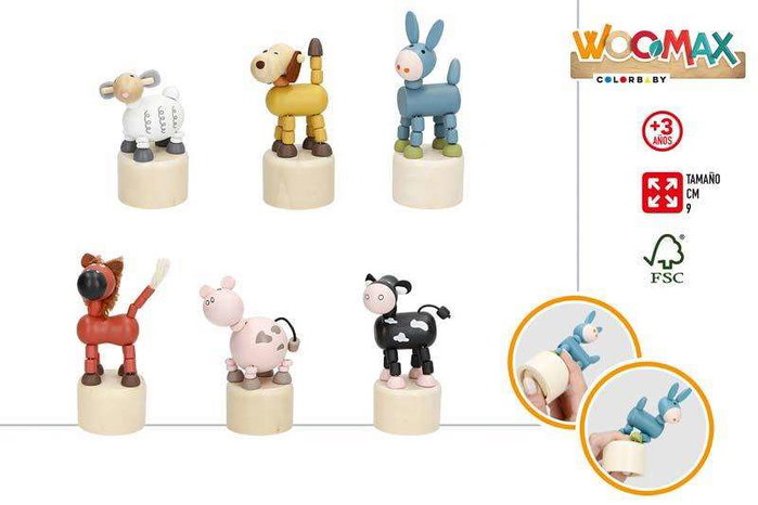 Womax Marionnette animal en bois 9 cm - Modèles assortis - Color Baby
