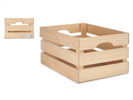 GIFTDECOR Boîte Bois Ouverte 36 x 26 cm Naturelle Pin (Set de 3)