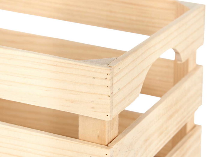 GIFTDECOR Boîte Bois Ouverte 36 x 26 cm Naturelle Pin (Set de 3)