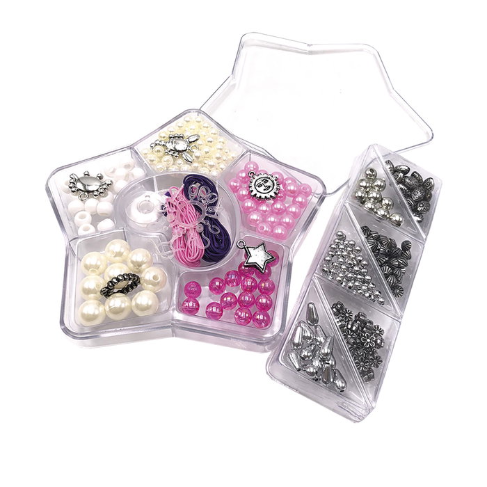TACHAN - Kit Créatif Perles Brillantes pour Bracelets et Colliers, Coffret avec 5 Types de Perles et Fils Inclus, Loisir Enfant dès 5 Ans
