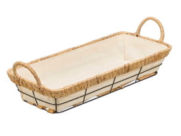 KINVARA Cesta rectangulaire en métal et tissu, Beige