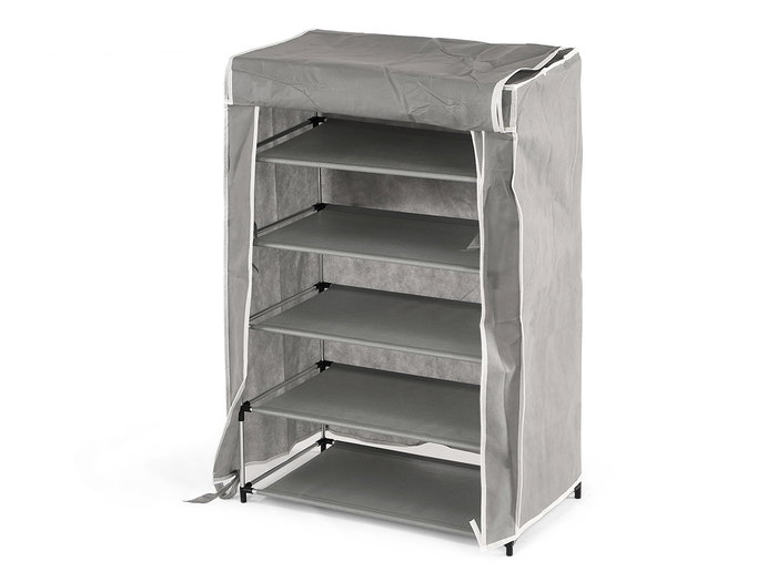 Kipit Armoire à Chaussures Tissu Gris 5 Étages 57x14x10 cm (Monté 50x32x88 cm) (Set de 6)