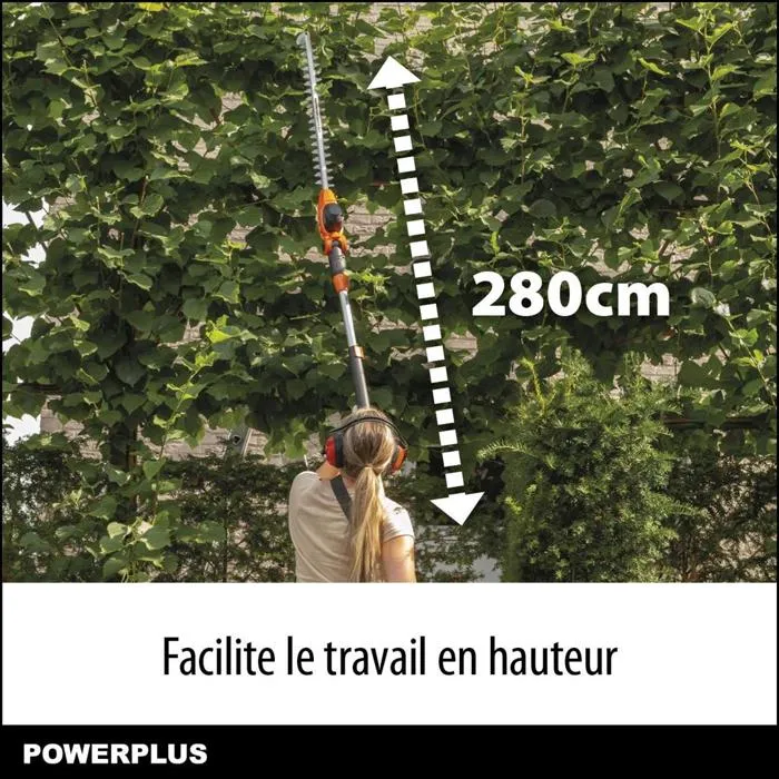 Powerplus POWDPG75380 Taille-haie téléscopique sans fil 40 V Dual Power - Lame 600 mm, coupe 20 mm, manche extensible 280 cm, inclinaison 90°, sécurité Powerplus POWDPG75380 Taille-haie téléscopique sans fil 40 V Dual Power - Lame 600 mm, coupe 20 mm, manche extensible 280 cm, inclinaison 90°, sécurité