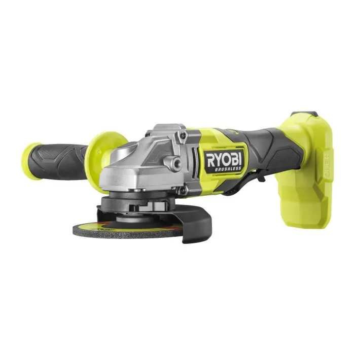 Ryobi Meuleuse d'angle Brushless 18V - 125 mm - Meulage et Tronçonnage - 8000-9200 tr/min - Carter 2-en-1 avec Poignée Auxiliaire
