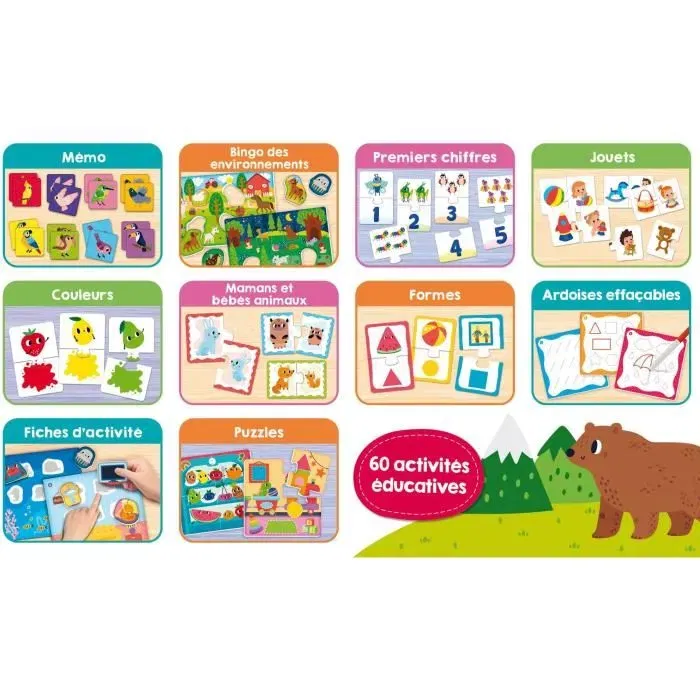 Lisciani - Jeu éducatif Carotina Baby 2 ans et plus - 60 activités pour la mémoire, logique, voyelles, chiffres et animaux