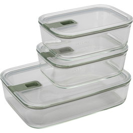 Mepal EasyClip Set de 3 boîtes de conservation en verre Nordic Sage