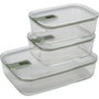 Mepal Easy Clip Set de 3 boîtes de conservation en verre, Nordic Sage