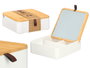 Berilo Organisateur en plastique bambou blanc avec miroir 14x5x14 cm (Set de 12)