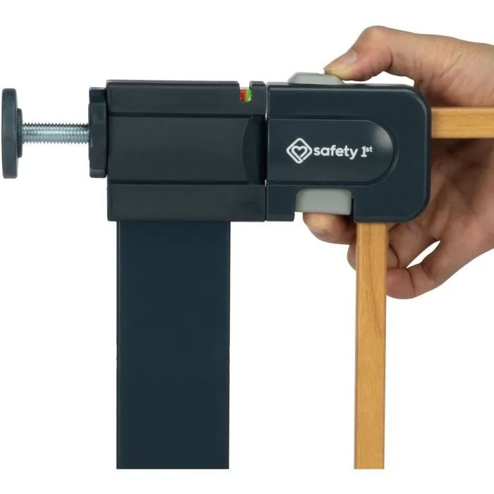 Safety 1st Barrière de sécurité enfant Easy Close, effet bois, 73-80 cm, montage par pression sans vis, ouverture bidirectionnelle
