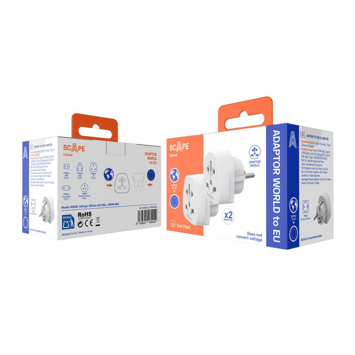 Multiprise Scape Travel 830DE (2PCS) Plastique Multiprise Scape Travel 830DE (2PCS) Plastique