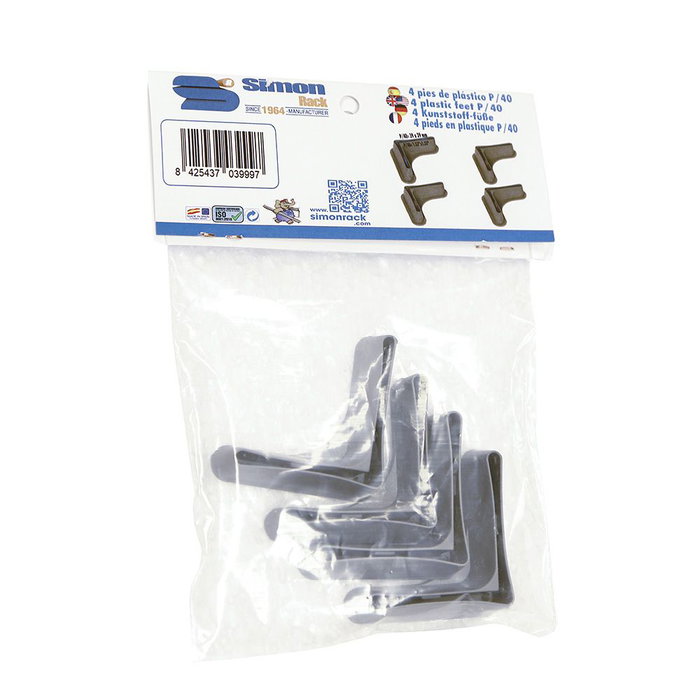 Simon Rack Pieds pour profilés 40 mm, gris, sac de 4 unités Simon Rack Pieds pour profilés 40 mm, gris, sac de 4 unités