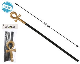 Bâton égyptien 92 cm avec croix Ankh dorée et serpent