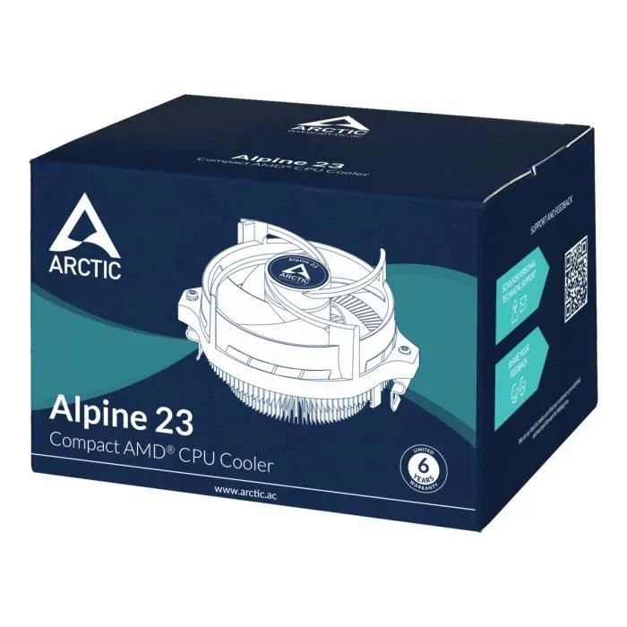 Arctic Alpine 23 - Ventilateur processeur AMD AM4 - Refroidisseur CPU à 95 W avec contrôle PWM et dissipateur aluminium