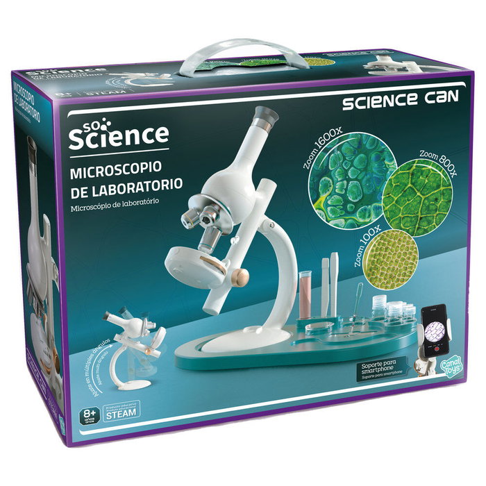 Canal Toys So Science Microscope édition labo avec grossissement jusqu'à 1600x, filtre RGB et support téléphone