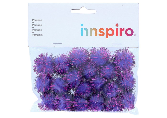 Innspiro Pompons brillants lila 25mm 20u.