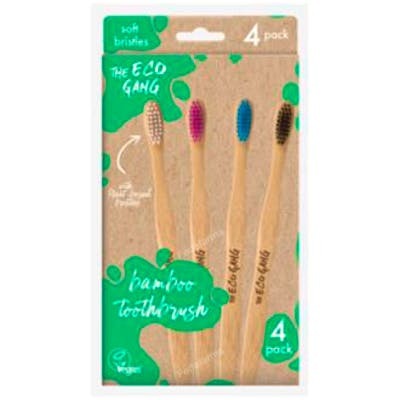 THE ECO GANG Pack de 4 brosses à dents adulte souples assorties THE ECO GANG Pack de 4 brosses à dents adulte souples assorties