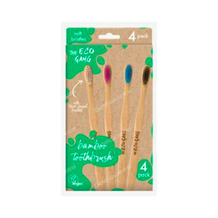THE ECO GANG Pack de 4 Brosses à Dents Adulte Souples en Bambou Durable - Développées par Dentistes, Végan THE ECO GANG Pack de 4 Brosses à Dents Adulte Souples en Bambou Durable - Développées par Dentistes, Végan