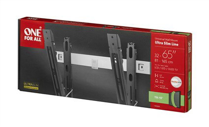 One For All WM6421 Support mural TV inclinable Ultra Slim pour écrans 32" à 65", blocage automatique, inclinaison 15°
