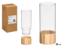 GIFTDECOR Vase Cylindrique en Acrylique et Bois 12x12x30cm