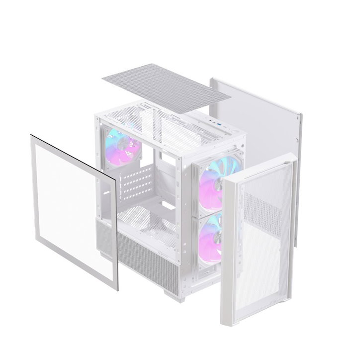 Einarex PM150 Boîtier Gaming Micro-ATX Midi Tower Blanc avec USB 3.0 USB-C RGB Ventilateurs 140mm Einarex PM150 Boîtier Gaming Micro-ATX Midi Tower Blanc avec USB 3.0 USB-C RGB Ventilateurs 140mm