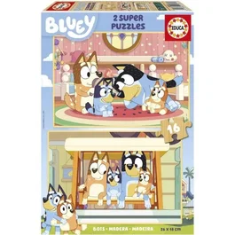 Educa Puzzle Bluey - 2 Puzzles en bois de 16 pièces chacun - Multicolore - Pour enfants à partir de 3 ans
