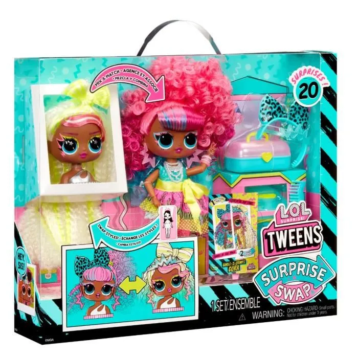 L.O.L. Surprise! Tweens Surprise Swap Fashion Doll - Cora Curls-2-Crimps avec 1 poupée de 17 cm et 1 mini tête à coiffer - Collection d'échange de têtes L.O.L. Surprise! Tweens Surprise Swap Fashion Doll - Cora Curls-2-Crimps avec 1 poupée de 17 cm et 1 mini tête à coiffer - Collection d'échange de têtes