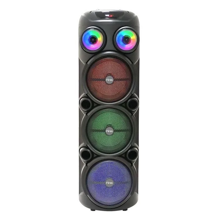 Inovalley Enceinte Karaoké Lumineuse KA129-XXL - 90 cm - 1000 W - Bluetooth V5.0 - 3 Haut-parleurs 8'' - Micro Sans Fil Inclus