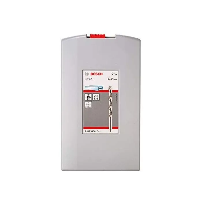 Bosch Forets à métaux HSS-G rectifiés - Assortiment ProBox de 25 pièces - Diamètre 1-13 mm - Pointe 135° - Pour acier, fonte, métaux ferreux