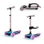 Kinderkraft RAKET UP 2 en 1 Trottinette évolutive Rose avec siège réglable et roues LED