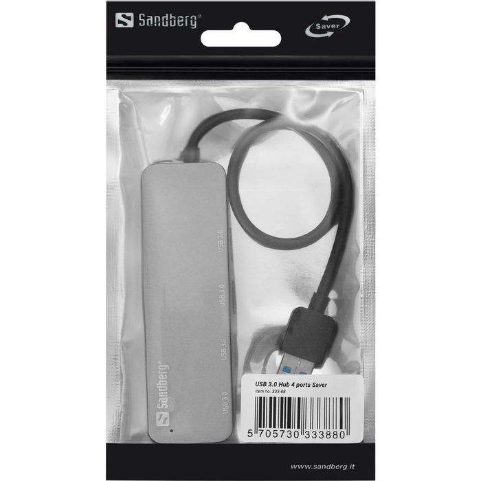 Sandberg Hub USB 3.0 4 Ports SuperSpeed - Concentrateur USB avec Ports Supplémentaires pour Souris, Imprimante, Disque Dur
