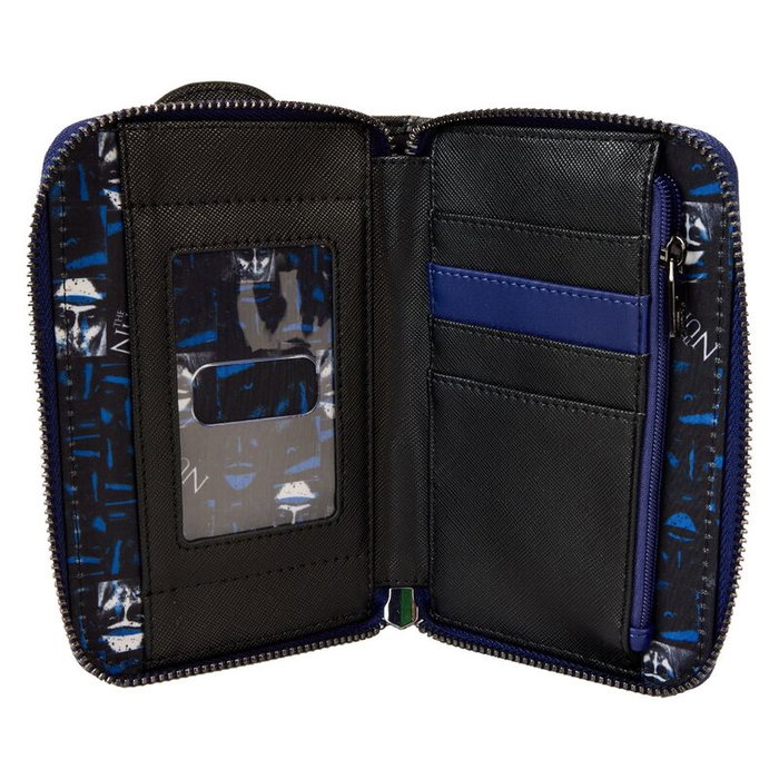 LOUNGEFLY Porte-cartes et porte-monnaie La Monja en cuir végane avec détails brillants dans le noir et intérieur assorti - 15x10 cm
