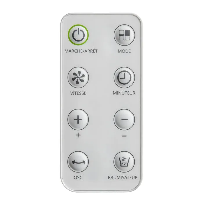 Oceanic - Ventilateur brumisateur 3 en 1 - 50W, 23 cm - Moteur DC - Affichage LED, télécommande, minuterie 9h - Gris et blanc