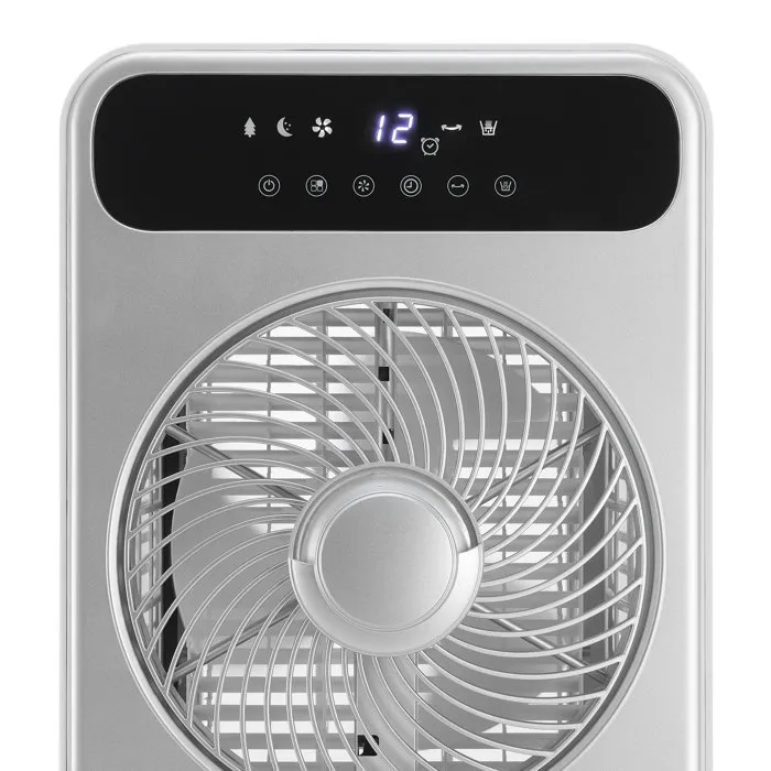 Oceanic - Ventilateur brumisateur 3 en 1 - 50W, 23 cm - Moteur DC - Affichage LED, télécommande, minuterie 9h - Gris et blanc
