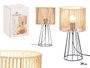 Giftdecor Lampe de Table Tulipa Conique Métal Noir et Naturel 20.5x20.5x30 cm (Set de 4)