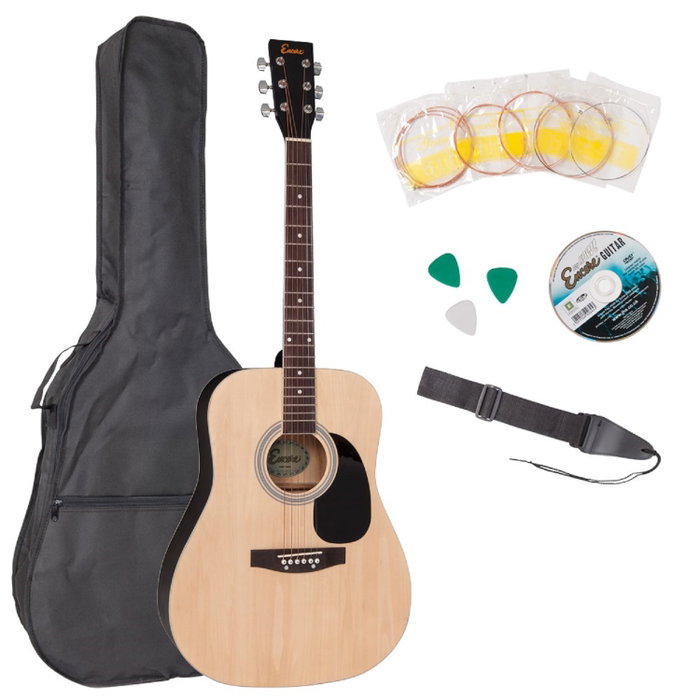 ENCORE Guitare Acoustique Pack Complet avec Étui et Accessoires - Natural ENCORE Guitare Acoustique Pack Complet avec Étui et Accessoires - Natural