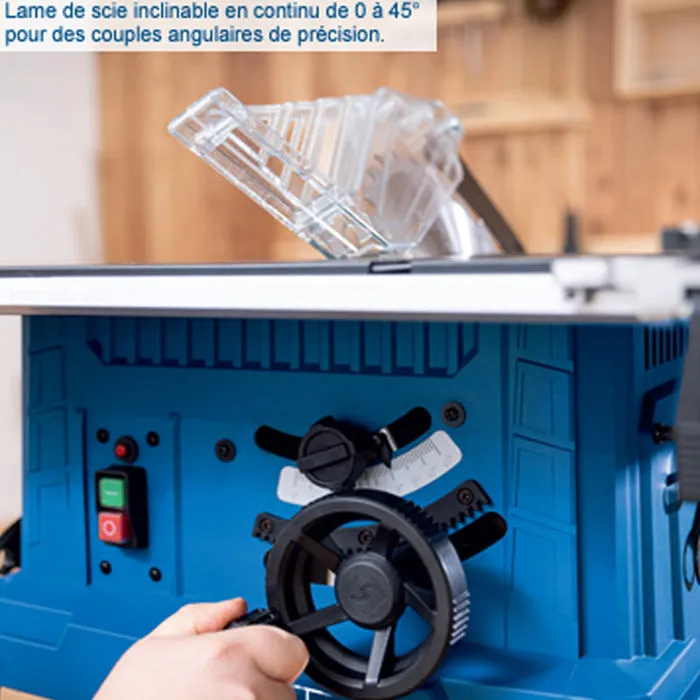 Scheppach Scie circulaire sur table HS254 avec lame Ø254mm - Puissante et précise pour atelier, sciage longitudinal et en biais de poutres et planches