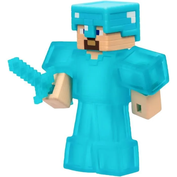 Goo Jit Zu - Figurine Extensible Steve Minecraft 11 cm - Texture Élastique, Extension 3x - Heroesofgoojitzu