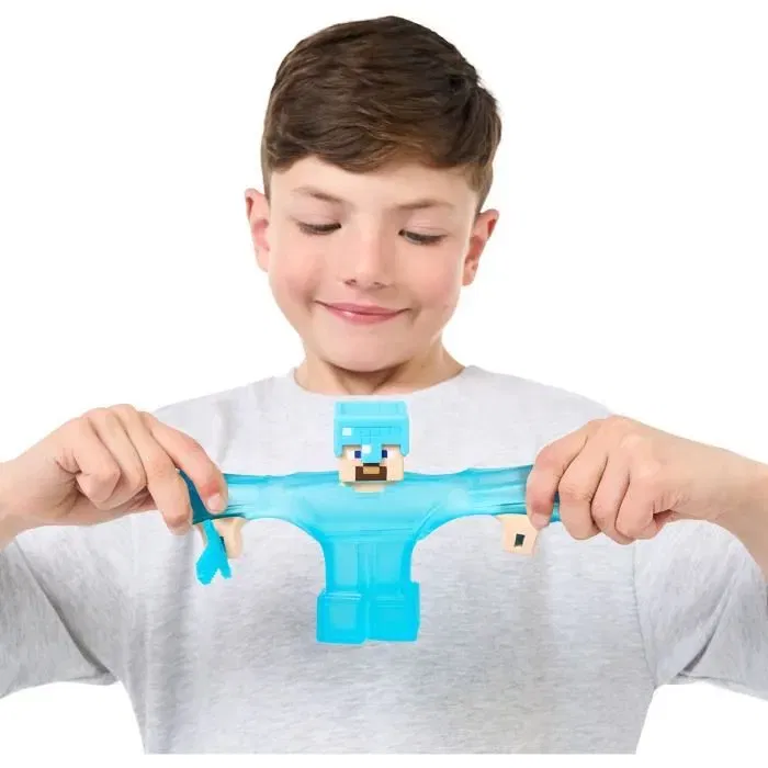 Goo Jit Zu - Figurine Extensible Steve Minecraft 11 cm - Texture Élastique, Extension 3x - Heroesofgoojitzu