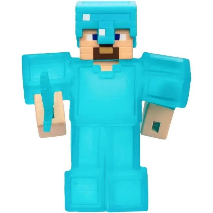 Goo Jit Zu - Figurine Extensible Steve Minecraft 11 cm - Texture Élastique, Extension 3x - Heroesofgoojitzu