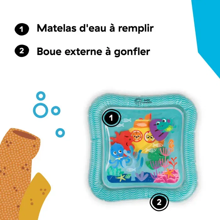 Baby Einstein Ocean Explorers - Tapis sensoriel à eau avec créatures marines flottantes, jouet d'éveil pour bébé de 0 à 36 mois