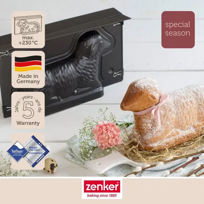 Zenker - Lot de 2 moules à gâteau 3D en forme d'agneau pascal (Lamala), antiadhésif, pour four, capacité 900 ml, 27.5 x 15 x 6.5 cm Zenker - Lot de 2 moules à gâteau 3D en forme d'agneau pascal (Lamala), antiadhésif, pour four, capacité 900 ml, 27.5 x 15 x 6.5 cm