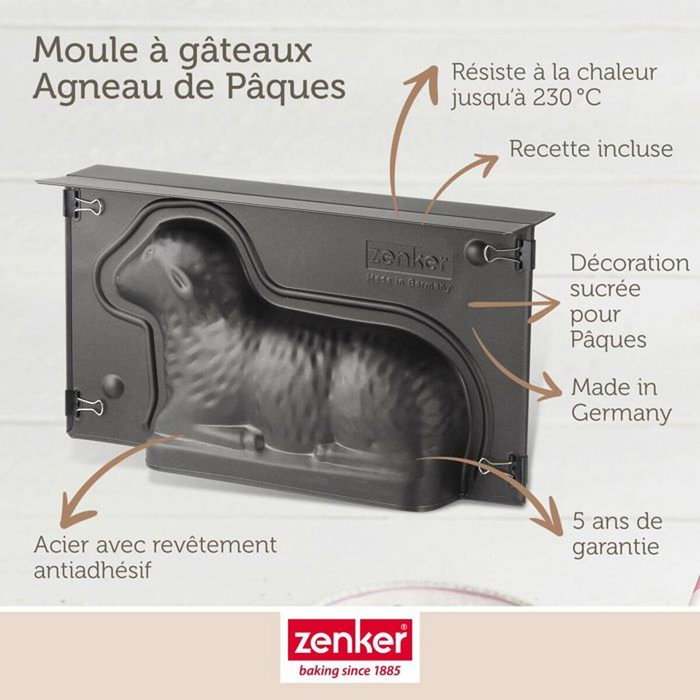 Zenker - Lot de 2 moules à gâteau 3D en forme d'agneau pascal (Lamala), antiadhésif, pour four, capacité 900 ml, 27.5 x 15 x 6.5 cm