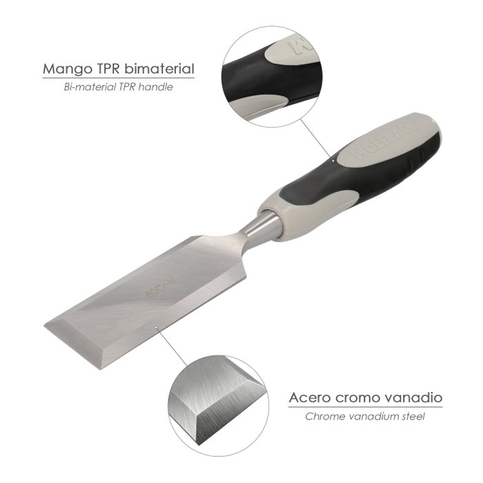 WOLFPACK LINEA PROFESIONAL Ciseau à bois Maurer manche bi-matière 10 mm WOLFPACK LINEA PROFESIONAL Ciseau à bois Maurer manche bi-matière 10 mm
