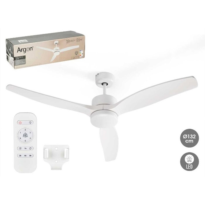 ARGON Ventilateur de plafond blanc avec lumière, 3 pales, 40W
