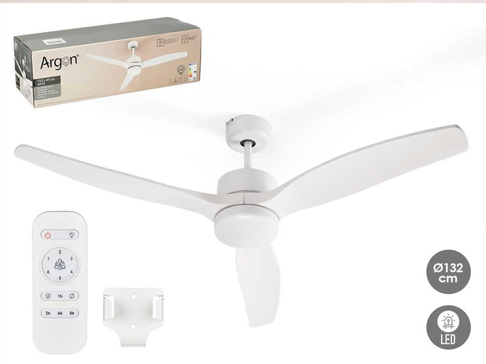 Argon Ventilateur Plafond Lumineux 3 Pales Blanc 40W DC Moteur Télécommande 116x45x116 cm Argon Ventilateur Plafond Lumineux 3 Pales Blanc 40W DC Moteur Télécommande 116x45x116 cm