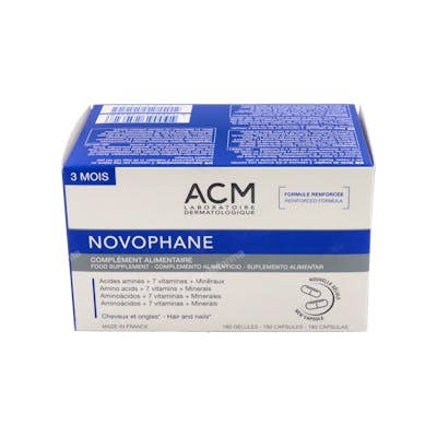 ACM Laboratoires Novophane 180 gélules Complément alimentaire Cheveux et Ongles Biotine Zinc ACM Laboratoires Novophane 180 gélules Complément alimentaire Cheveux et Ongles Biotine Zinc
