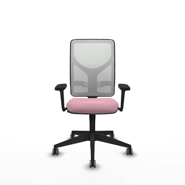 PIQUERAS Y CRESPO Chaise Motilla Synchro Rose et Blanc, Accoudoirs 3D, Base Noire