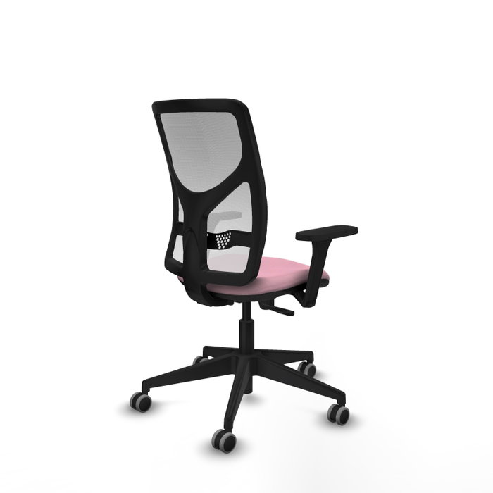 PIQUERAS Y CRESPO Chaise Motilla Synchro Rose et Blanc, Accoudoirs 3D, Base Noire